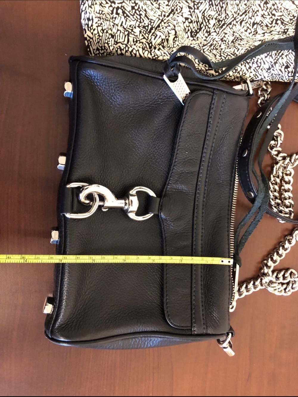 Rebecca Minkoff Black Leather Crossbody with Silver Chain Hardware